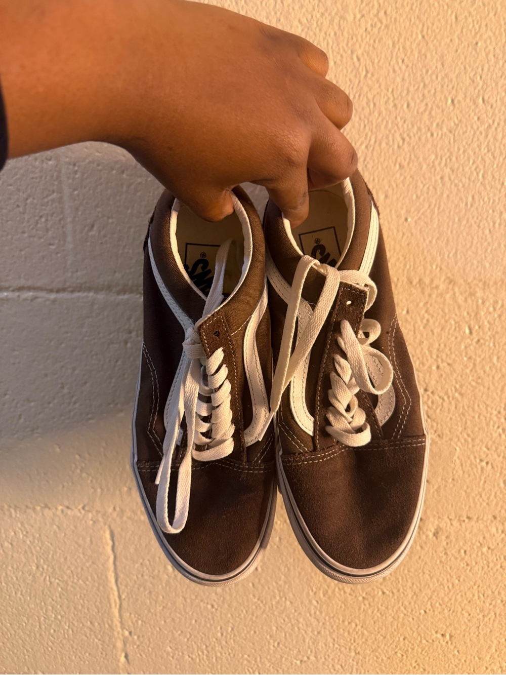 Vans Brown and White High-Top Canvas Sneakers
